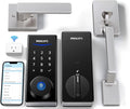Philips Wi-Fi Smart Lock with Handle, Keyless Entry Keypad Door Lock with Handle, Front Door Deadbolt Set with Gateway, App Control, Fingerprint Unlock, PIN Code Unlock, Auto Locking, Touchscreen