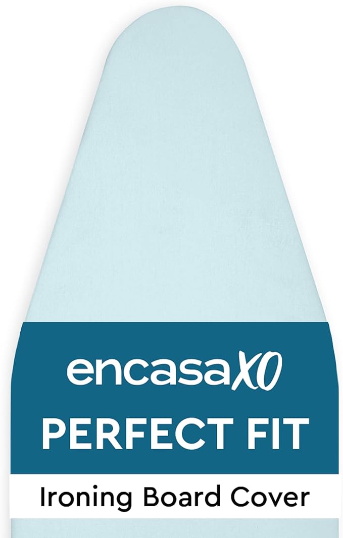 Encasa XO Ironing Board Cover and Pad 54"x15" - 4mm Felt Large Iron Board Cover with Padding - Heat Resistant, Stain-Safe Dye, Non Slip Elastic Bungee Cord Tightening Iron Table Cover Ice Blue