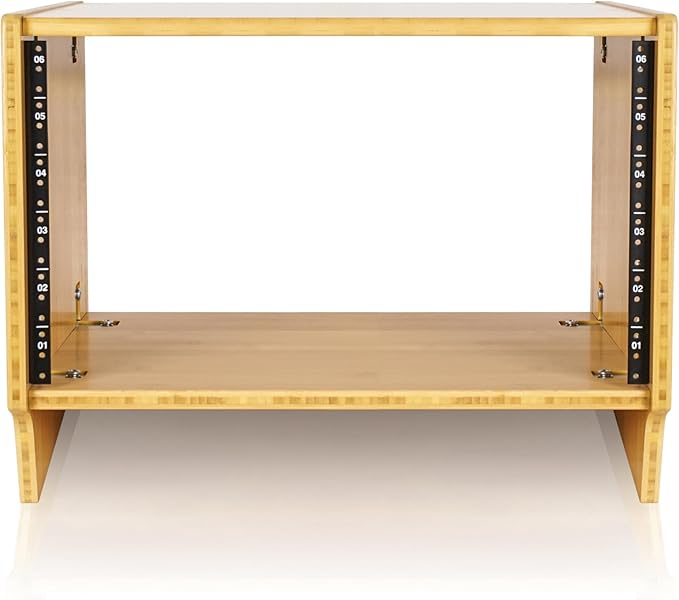 Sound Town DIY 6U Angled Desktop Turret Studio Rack, Solid Carbonized Bamboo, Assembly Required (STBR-6SL)