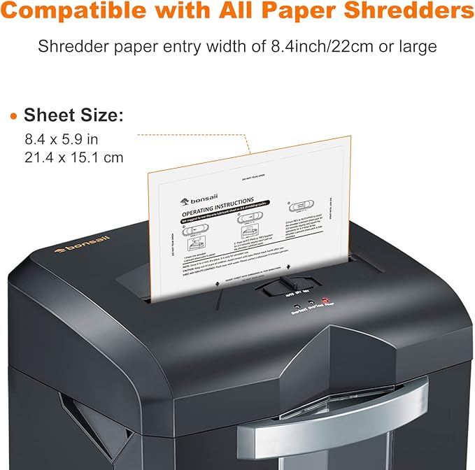 Bonsaii Paper Shredder Lubricant Sheets,12-Pack (8.4 x 5.9 inch/Piece)