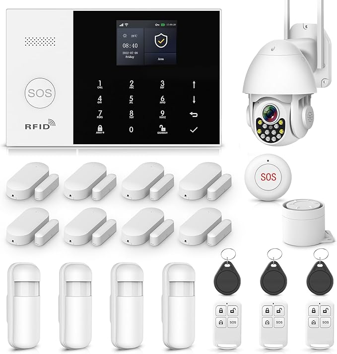 PGST Home Alarm System with T21W HD 5MP Security Camera,Wireless Home Security System with Door Alarm Sensor,Motion Detector,SOS Button,APP Instant Alerts for Villa,Apartment,Kids Safety,Pets