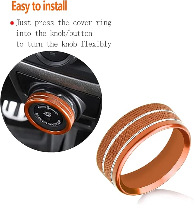 Knob Cover for F150 AC Climate Control Switch/Trailer/4WD/VOL/Tune Button Interior Center Console Trim Accessories Compatible with Ford F150 XLT 2016 2017 2018 2019 (Orange 6 Pcs)