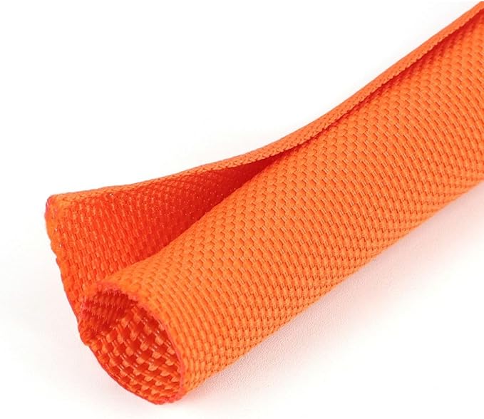 HOLED 5/16 inch Split Braided Cable Management Sleeve for USB Cable Power Cord Audio Video Cable, Wire Loom Cord Protector from Cat Dog Chewing (Orange, 25FT)