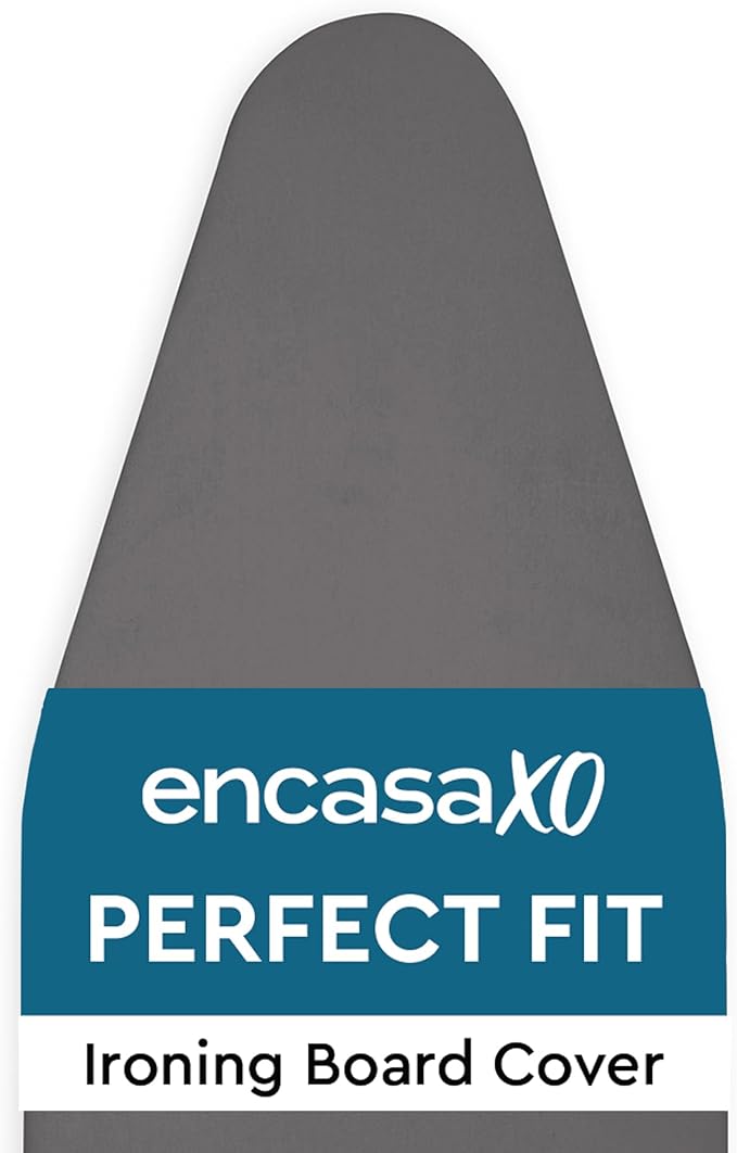 Encasa XO Ironing Board Cover and Pad 54"x15" - 4mm Felt Large Iron Board Cover with Padding - Heat Resistant, Stain-Safe Dye, Non Slip Elastic Bungee Cord Tightening Iron Table Cover Grey