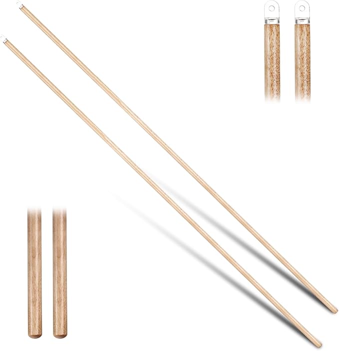Bokon 2 Pieces Blind Wand Vertical Blinds Stick Replacement with Hook and Handle for Window Opener Accessory (Wood,30 Inch)