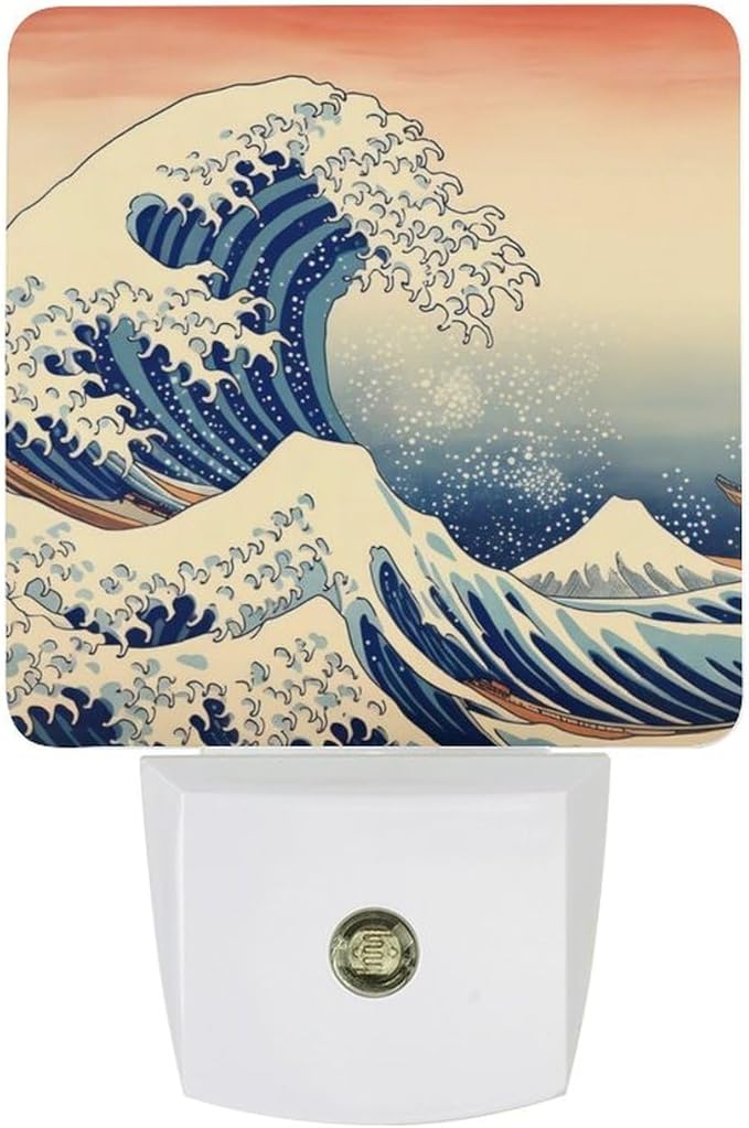 YKJAHSD Ocean Waves Night Light, Plug into Wall Decor Nightlights for Bedroom, Bathroom, Hallway, Kitchen, with Dusk to Dawn Light Auto Sensors LED Night Lights for Boys Girls Women Men Room Gifts