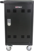 Aokleo 32 Devices Laptop Charging Cart with Password Lock,Tablet Storage Carts for Pad Up to 16.3" Screen,Classroom Computer Mobile Charging Station for Pads,Chromebooks,Laptops(Black - Password Lock)