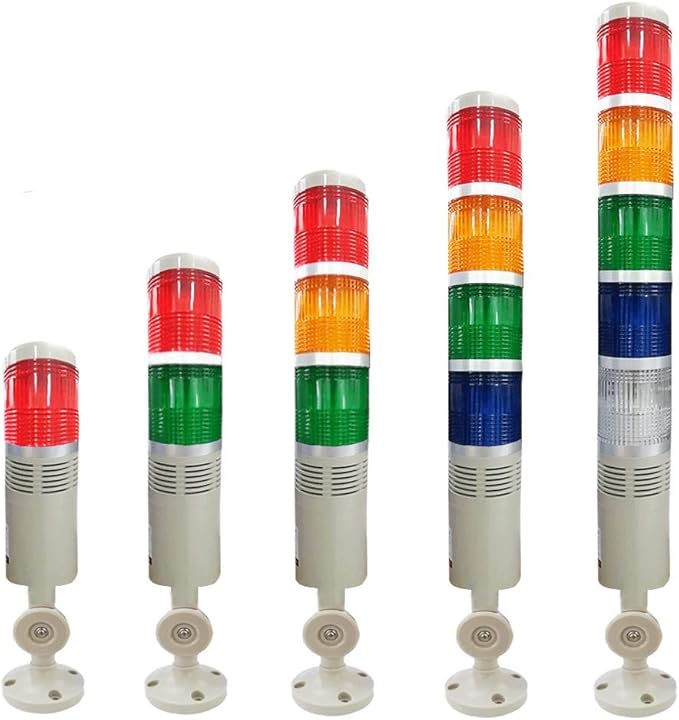 YJINGRUI LED Industrial Signal Tower Light 5 Colors Flash LED Light with Buzzer Alarm Warning Lamp for CNC Machines (DC12V)
