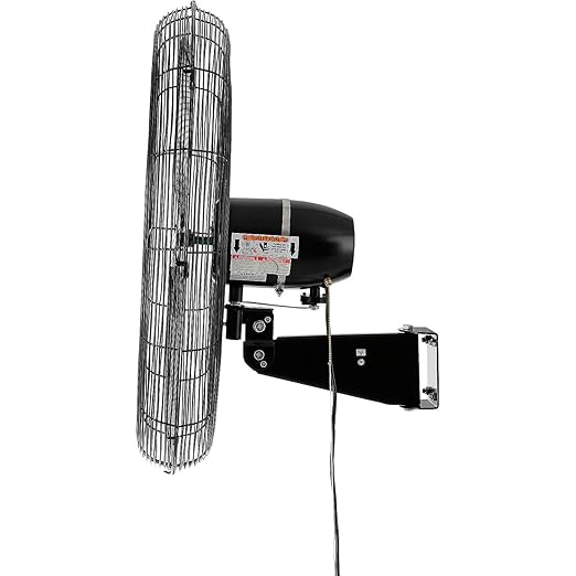 Global Industrial 30" Outdoor-Rated Oscillating Wall-Mount Fan, 2 Speed, 8,400 CFM, 3/10 HP, Black Powder Coat Finish, For Commercial & Industrial Use