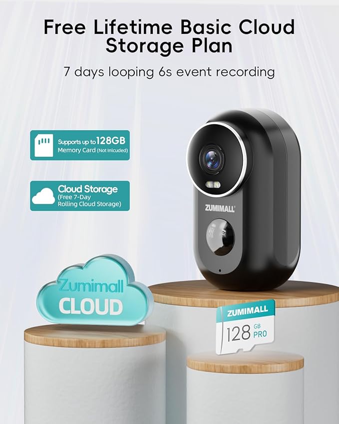 ZUMIMALL 2K Security Cameras Wireless Outdoor, Magnetic Mount, 130° View Outdoor Camera Wireless, 2.4G WiFi Battery Camera Indoor/AI Detection/3MP Color Night Vision/2-Way Talk/Cloud/Alexa/IP66
