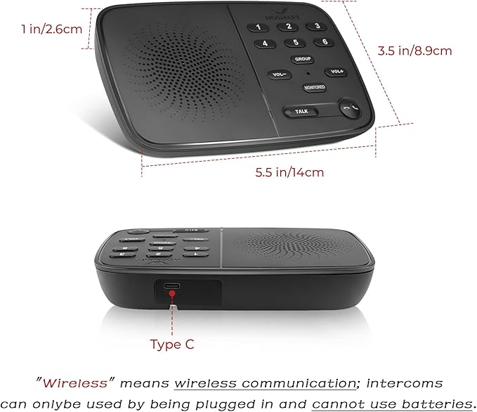 Hosmart Intercoms Wireless for Home UltraSpeak Pro, 2025 Full Duplex Wireless Intercom System for Business, Room to Room Intercom Two Way Real-time Intercom with 1200 Feet Range (6 Packs)