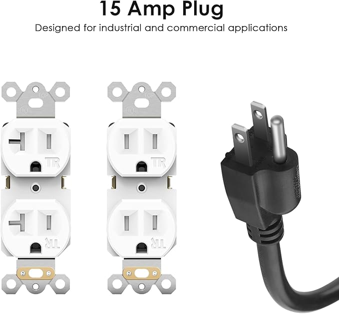 JUNNUJ Heavy Duty 20 Amp Surge Protector 4800J, Garage Metal 8 Outlets 12 Gauge, High Amp 5-15P Adapter Shop 6-20R T-Slot Industrial Outlet, 4 FT Extension Cord Commercial for Appliance