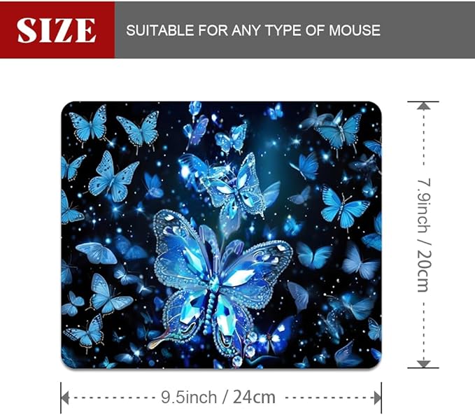 Blue Crystal Square Mouse pad, Texture, Waterproof, Anti Slip Rubber Base, Computer Mouse pad, Laptop Mouse pad