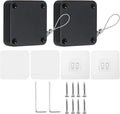 PATIKIL Punch-Free 800g Automatic Sliding Screen Door Closer, Multifunctional Storm Sensor Door Closer with Steel Drawstring for Bedroom Storm Bathroom Study Room, Black 2Pcs