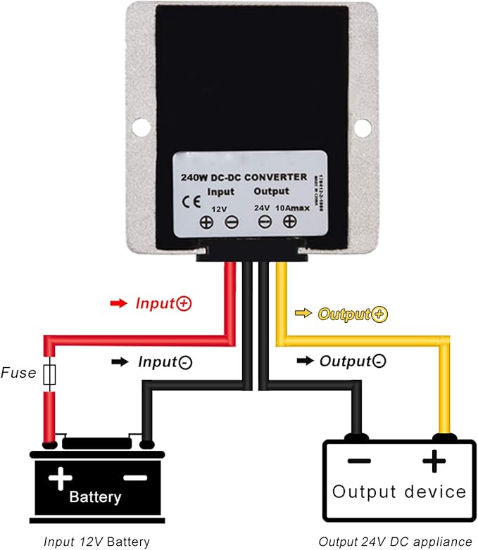 MGGi DC Boost Converter, 12V to 24V 10A 240W Voltage Booster, DC Power Supply Module, Waterproof - for Car, Truck, Boat, Electric Bike