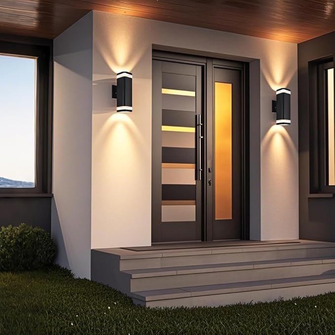 rosykite LED Outdoor Wall Sconce, Dusk to Dawn Outdoor Lighting Fixture, Modern Up Down Porch Lights ETL Listed, Aluminum Exterior Wall Lights for Garage Door,House,Patio 2 Pack