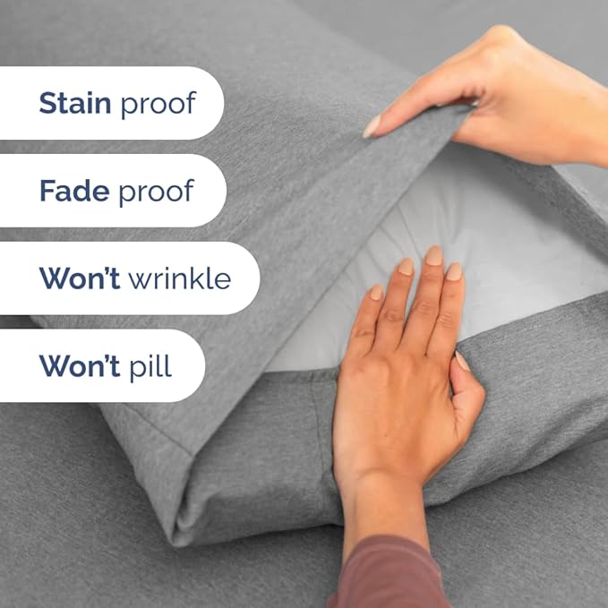 Full XL Bed Sheet Set - 4 Piece Extra Long Extended Full XL Sheets - Ultra-Soft, Breathable & Cooling - Fits 8” to 16" Mattress w/ Deep Pockets - 54" x 80" - Wrinkle & Fade Resistant - Heathered Grey
