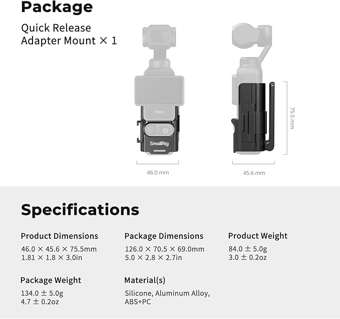 SMALLRIG Magnetic Mount Stand for DJI Osmo Pocket 3, 180° Adjustable Holder with Cold Shoe, 1/4"-20 Threaded Hole, Pocket 3 Multi-Function Magnet Suction Expansion Frame Accessories - 5631