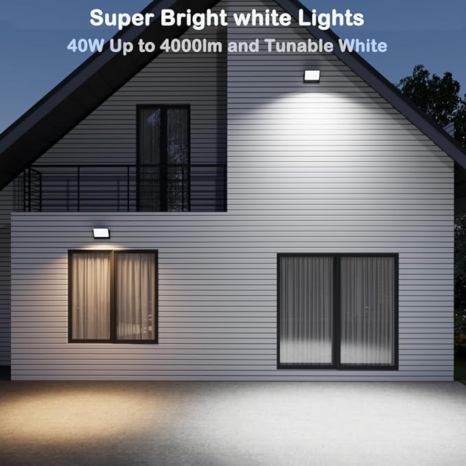 rosykite 60W LED Outdoor Wall Lights with 360°Rotation, Flood Lights Outdoor 5000K 4000K 3000K 3 Colors Changeable,Outside Sconce Security Lights for Garage Barn Front Porch