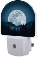 Full Moon and Misty Forest Night Light Plug into Wall, Starry Sky and Forest Dusk to Dawn Night Light,0.5w Energy Saving Sleep Friendly Nightlights for Kids Boys Girls Home Decor