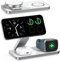 VBA 3 in 1 Wireless Charging Station for Apple MagSafe Charger,Foldable Fast Charging Magnetic Wireless Charger Stand,Travel Charger for iPhone 17 Air 16 15 14 13 12,Apple Watch,AirPods Pro(White)