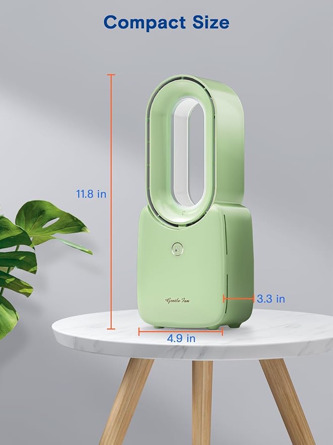 let'me Desk Fan, 11.8 Inch Portable Bladeless Fan Small Personal Cooling Fan with 5 Colors Touch Control LED Light, Quiet USB Table Fan for Home, Office, Bedroom Summer Gift