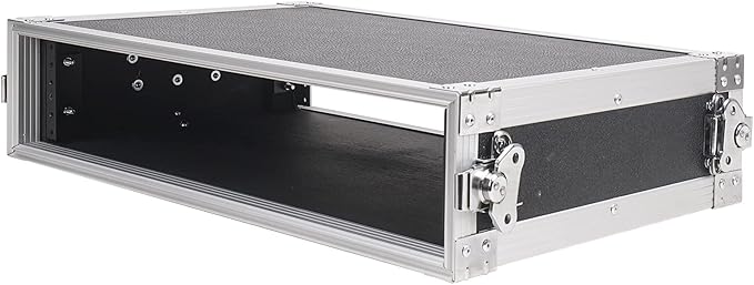 Sound Town 2U PA/DJ Rack/Road Case, 2-Space, with 16” Rackable Depth, Plywood, Metal Ball Corners - Pro Tour Grade (STRC-2U)