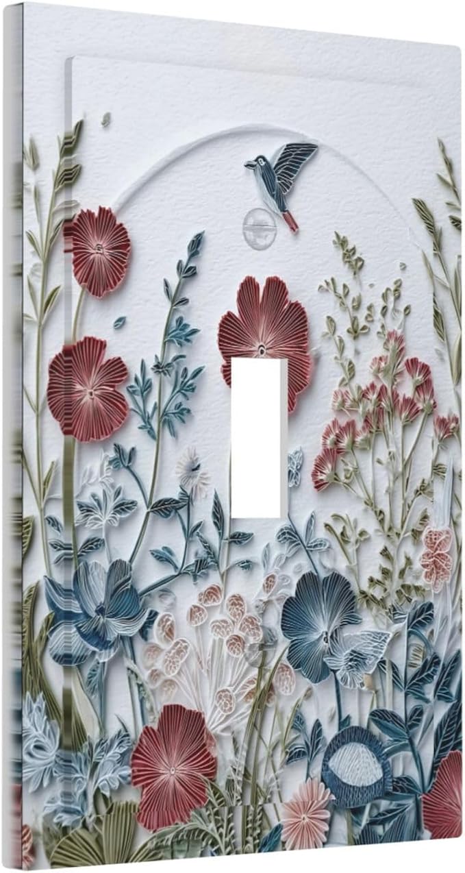 Bvtewkhz Wildflowers Flowers Floral Plants 1 Gang Single Toggle Wall Plate Cover Decorative Light Switch Covers Electrical Faceplate Switch Plates for Bathroom Kitchen Home