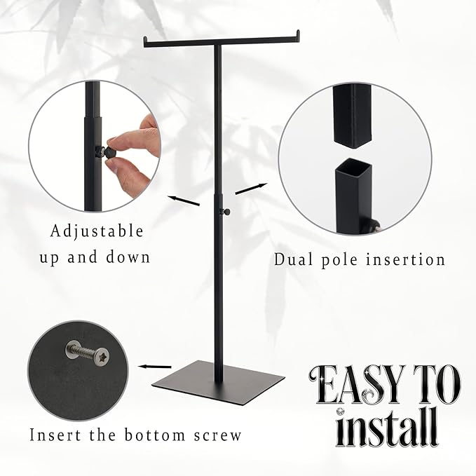 MCKECHSION Display Stand Stainless Steel Jewelry Towers Bag Stand Tabletop Double Hook Hanging Jewelry Stands for Necklaces Organizer Stand Adjustable Height Home Store Boutique, Black