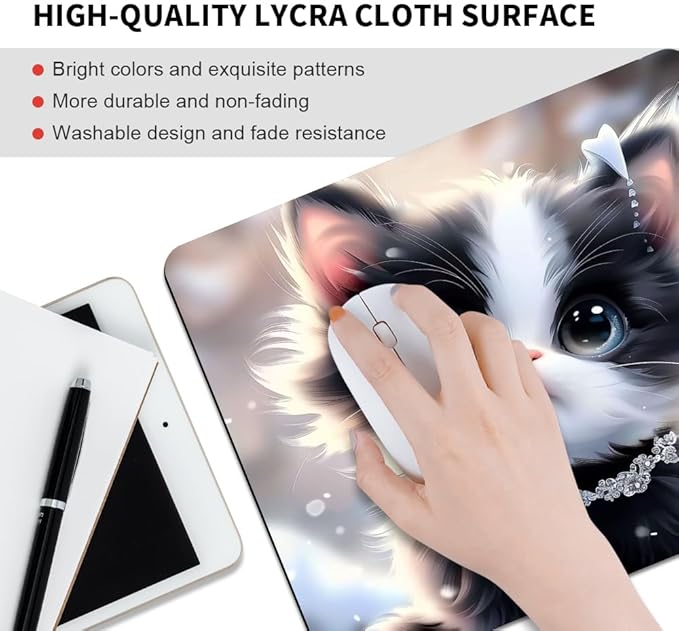 Cute Cat Square Mouse pad, Texture, Waterproof, Anti Slip Rubber Base, Computer Mouse pad, Laptop Mouse pad