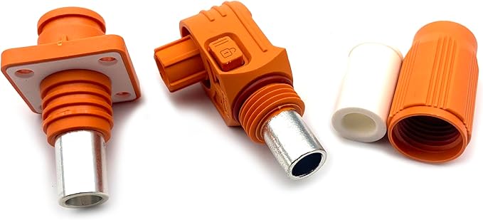 1 Set Battery Energy Storage Connector, 250A High Current Connectors Quick Plug Terminal Orange Right Angle Plug and Socket IP67 Waterproof Power Adapter Crimping 70mm² Wiring (1500V)