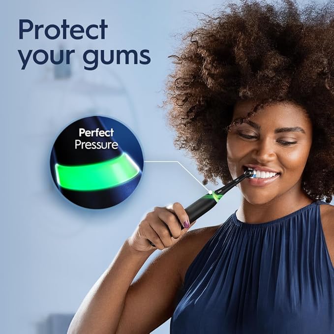 Oral-B iO Deep Clean Rechargeable Electric Toothbrush, White, iO Series 3 Limited, 2 Brush Heads, Travel Case, Pressure Sensor, 3 Cleaning Settings, 2-Minute Timer