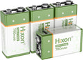 Hixon USB 9V Rechargeable Lithium Batteries - Long-Lasting 760mAh 9 Volt LI-ion Batteries with Type C Charging Cable - for Alarms Wireless Microphones Smoke Detectors Toys (4 Pack)