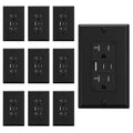 ELEGRP USB Outlets, 20 Amp Wall Outlet with 3 USB Ports, Dual USB C Ports Outlets, TR Tamper-Resistant USB Outlets Receptacles, Wall Plate Included, UL/CUL Listed, 10 Pack, Black