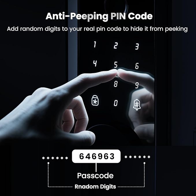 Keyless Entry Door Lock, Biquole Smart Lock with App Control, Fingerprint Door Lock, Electronic Keypad Deadbolt, Auto & One Touch Lock | Digital Smart Door Locks | Easy Installation | IP54 Waterproof