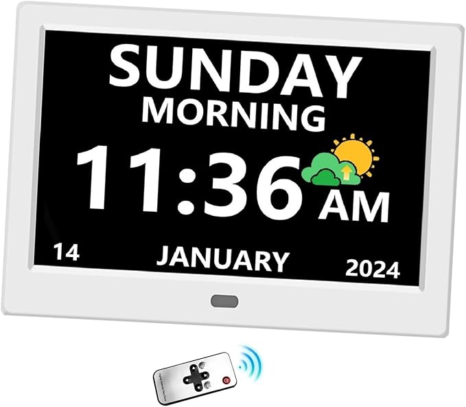LXBYJKJ 10 Inch Digital Clock with Day and Date for Elderly Alzheimer's Clock Customizable Alarms 3 Display Modes Large Font Alarm Clock for Seniors Auto DST