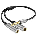 Togconn 1/4 inch TS Mono Splitter Y Adapter, 6.35mm Mono Male to Dual 6.35 mm TS Mono Female Jack, Quarter inch Audio Speaker Splitter Converter Cable 1 Feet, Gold Plated Connectors