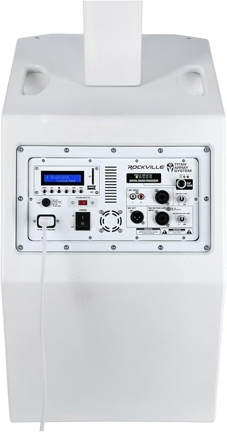 Rockville TITAN ARRAY SYSTEM White, 3200W Powered Column Array Speaker System, Dual 10” Subwoofers, (10) 3.5” Drivers, Bluetooth, Carry Bags Included, Perfect for DJs, Live Sound, and Events