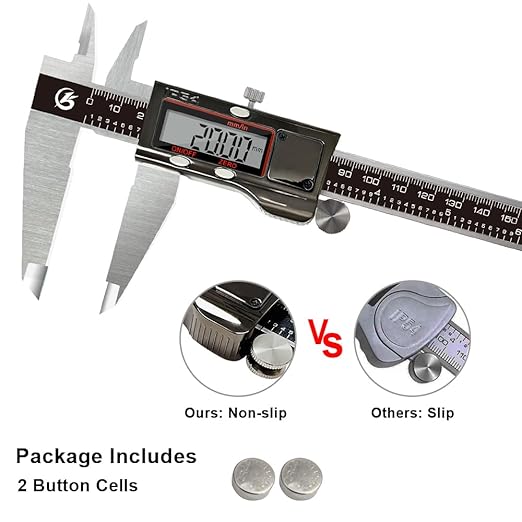 KETOTEK Digital Caliper 8" Electronic Caliper IP54 Splash Proof, Measuring Tool with Stainless Steel, Micrometer LCD Screen, Switch from Inch Metric, Auto-Off for 3D Printing, Jewelry (200 mm)