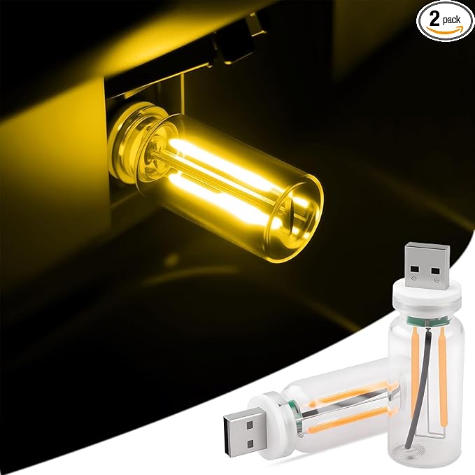 USB Ambient Light, RGB LED USB Light for Car, Laptop and Desk – VISB (Yellow)
