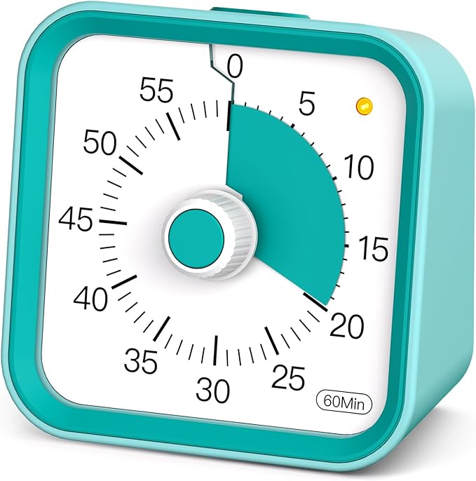 InfPokid Visual Timer for Kids with Pause Function, 60 Minute Countdown Timer for Kids Desk Study, Teaching, Kitchen Cooking, Office Meetings, Time Management for ADHD (Green)