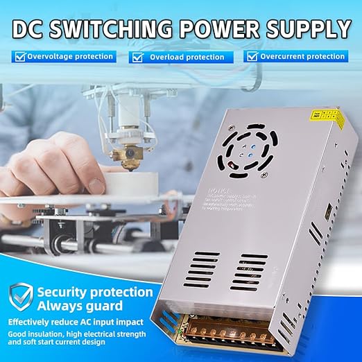 HuanQiuSensmart 110V AC to 12V DC Transformer, 12V 500W 40A Switching Power Converter, Built-in Cooling Fan, with Various Power adapters.