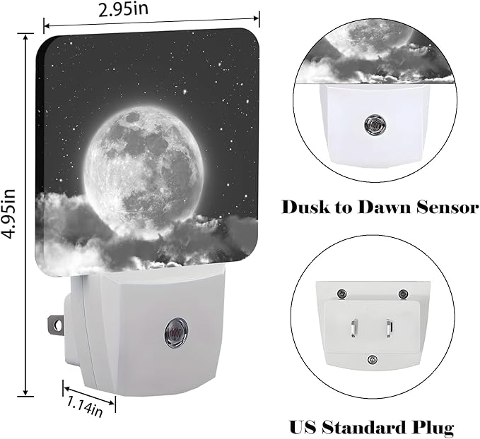 FSHVQKD Moon in Cloud Night Light,Plug-in Nightlights Auto Sensor Night Lamp Dusk to Dawn Lamp Home Decor for Nursery Children Girls Boys