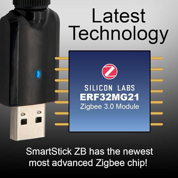 HomeSeer Zigbee 3.0 USB Interface/Coordinator/Dongle (SmartStick ZB), SiLabs ERG32MG21 Chip Technology, Compatible with HomeSeer, Home Assistant, OpenHAB, Zigbee2MQTT
