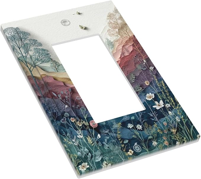 Bvtewkhz Wildflowers Rustic Flowers Floral Plants 1 Gang Single Rocker Wall Plate Cover Vintage Mountain Decorative Light Switch Covers Electrical Faceplate Switch Plates for Bathroom Kitchen Home