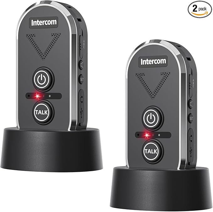 PANDAAR Doorbell Wireless for Home, Wireless Intercom System 4900ft Long Range,Two Way Intercom Doorbell with 3 Volume Levels,20 Ringtones,Intercoms for Home Classroom Business,2 Pack