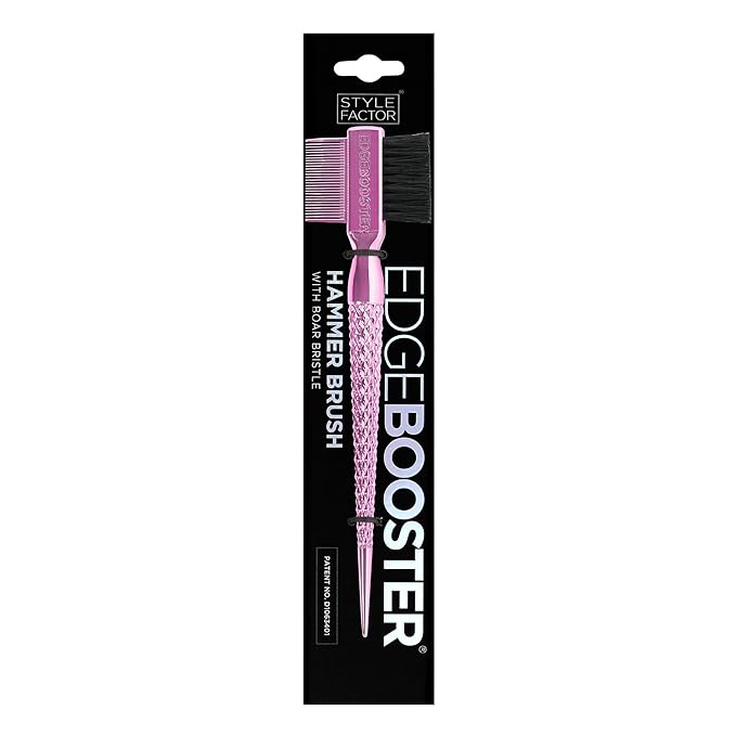 Style Factor EDGE BOOSTER® Hammer Brush Rat Tail– Double-Sided Edge Control Brush & Comb with Boar Bristles – For Edges, Slick Backs, Baby Hair Styling, and Taming Flyaways