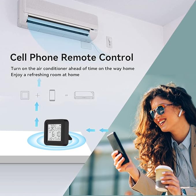 eMylo USB Smart WiFi IR Remote Control with Temperature & Humidity Sensor – Tuya App Control, Compatible with Alexa, Universal Controller for TV/AC/Audio/DVD