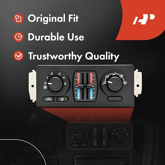 A-Premium Manual Climate Control Module A/C& Heater Control Panel Compatible with Chevrolet, GMC & Cadillac - 2003-2006 Silverado, Sierra, Avalanche, Tahoe, Yukon, Suburban - w/o Rear Window Defogger