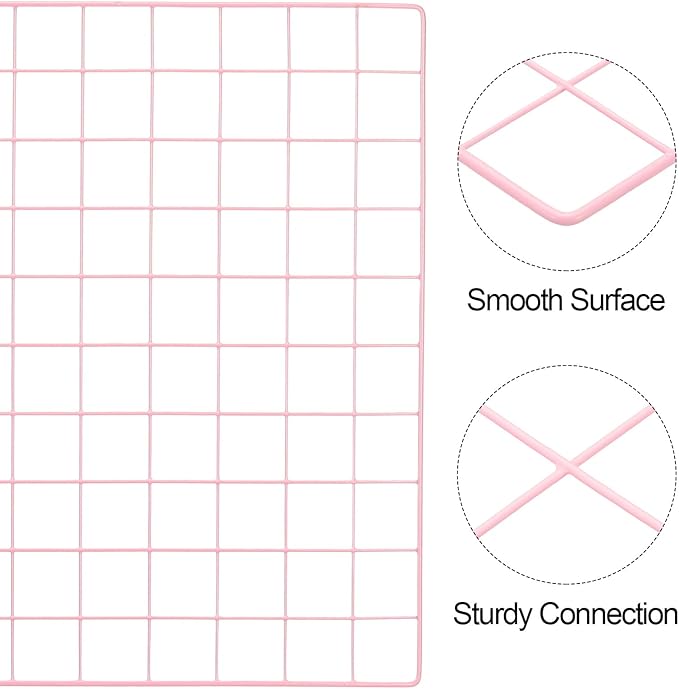 PATIKIL 20"x20" Wire Grid Panel, 2 Pack Board Photo Pictures Memo Display Grid Panels Hanging Organizer Wall Decorative Panel for Home Office Wedding, Pink